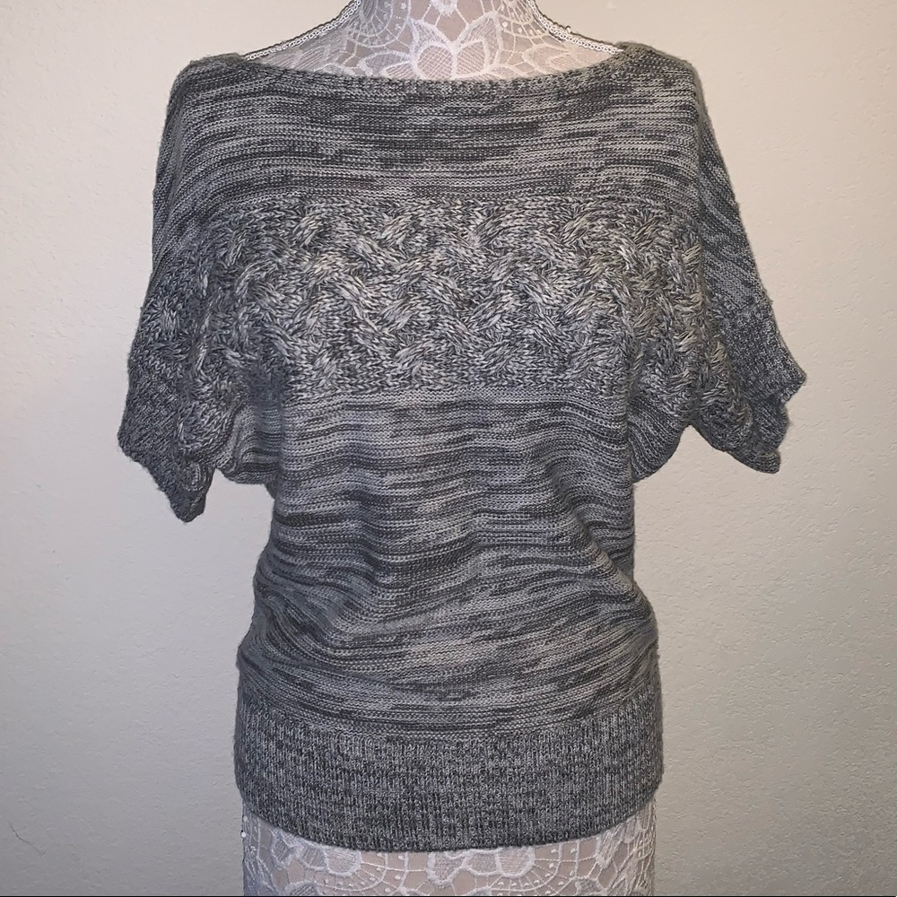 The Limited Grey Short Sleeve Cable Knit Sweater